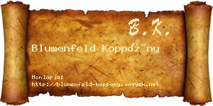 Blumenfeld Koppány névjegykártya